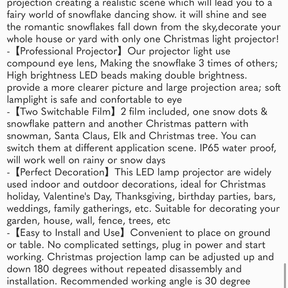 Christmas Projector Lights, Snowflake Projector Rotating Christmas Snowfall - Picture 8 of 8